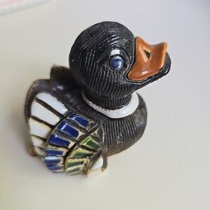 🦆Artesania Rinconada Handcrafted Blue Green & white Duck Bird Figurine 2”